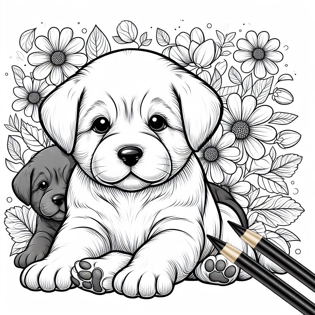 Adult Puppy Lovers Coloring Book