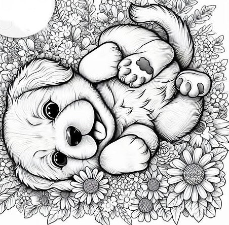 Adult Puppy Lovers Coloring Book